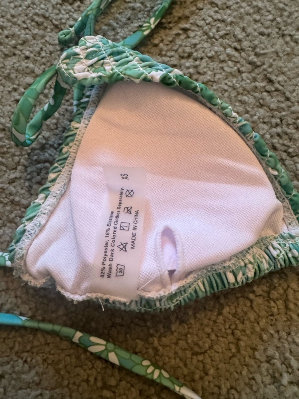 Green Floral Ribbed String Bikini Set - Picture 2 of 3